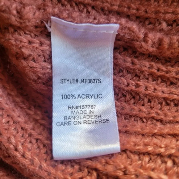 Full Circle Trends Sage Mustard Rust Stripe Knit Sweater L‎ Adjustable Tie Fall - Picture 6 of 8